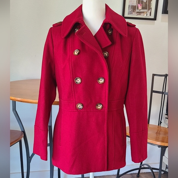 MICHAEL Michael Kors Jackets & Blazers - NWT'S- MICHAEL- MICHAEL KORS -Beautiful Womens Red Wool Blend Peacoat-Size Small